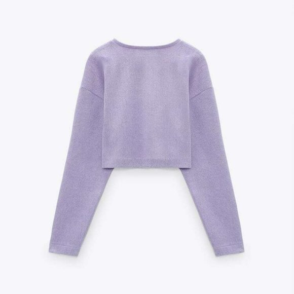 ZARA New Sweatshirt /  Sweater Lilac Soft Cropped - Picture 4 of 6